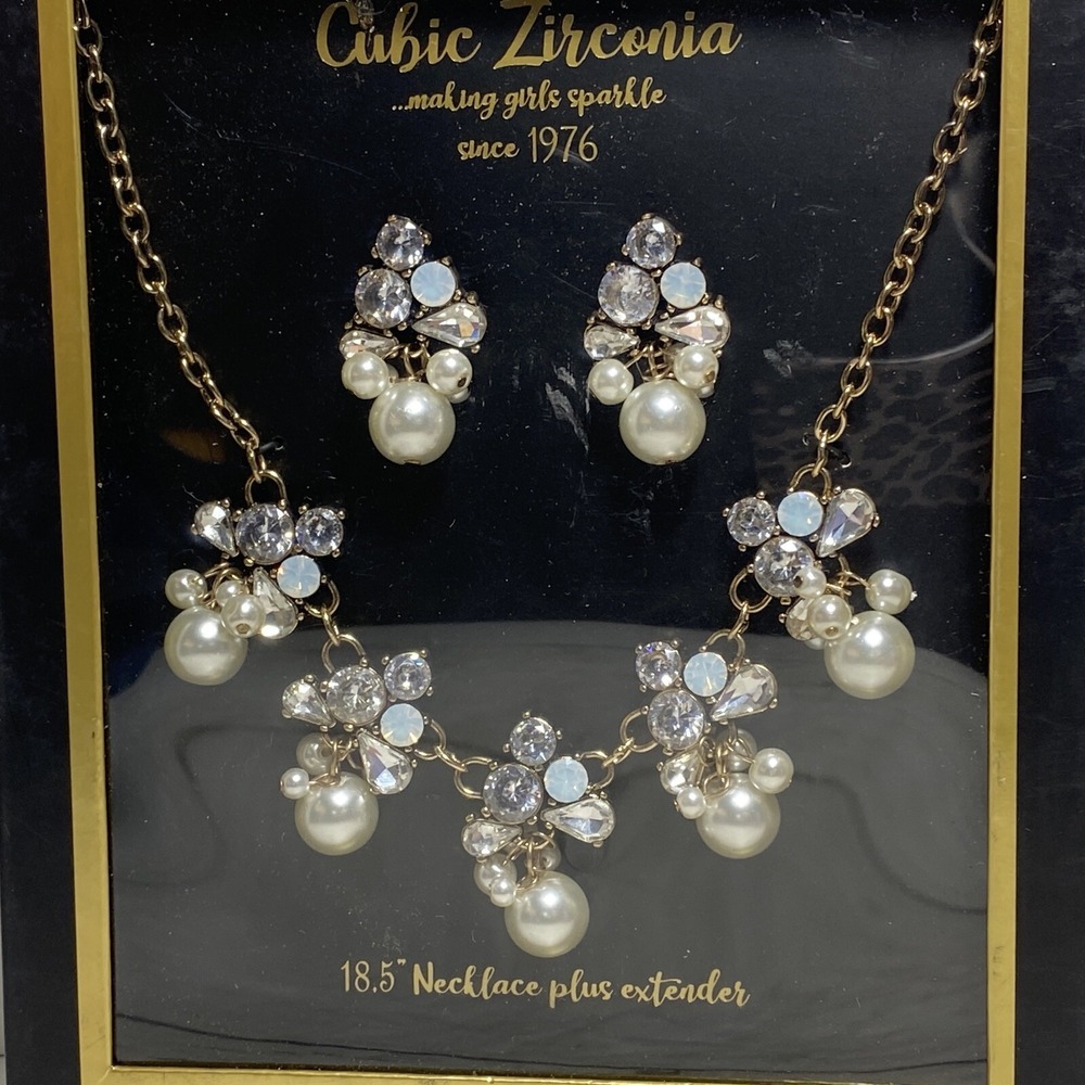 Women's Cubic Zirconia "Making Girl's Sparkle" Jewelry Necklace & Earrings